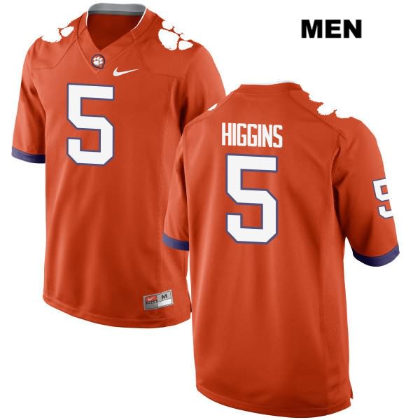 Men's Clemson Tigers #5 Tee Higgins Stitched Orange Authentic Nike NCAA College Football Jersey KBM0446VR